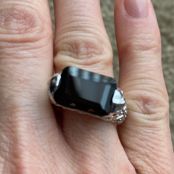 Lia Sophia Dark Brown Smoky Quartz and Silver Ring, size 7 - Picture 3 of 7